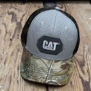 Caterpillar Gray and Camouflage Trucker Hat